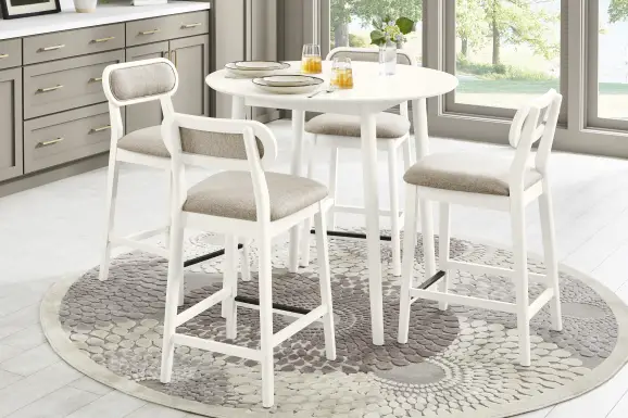Watertown White 5 Pc Round Counter Height Dining Room