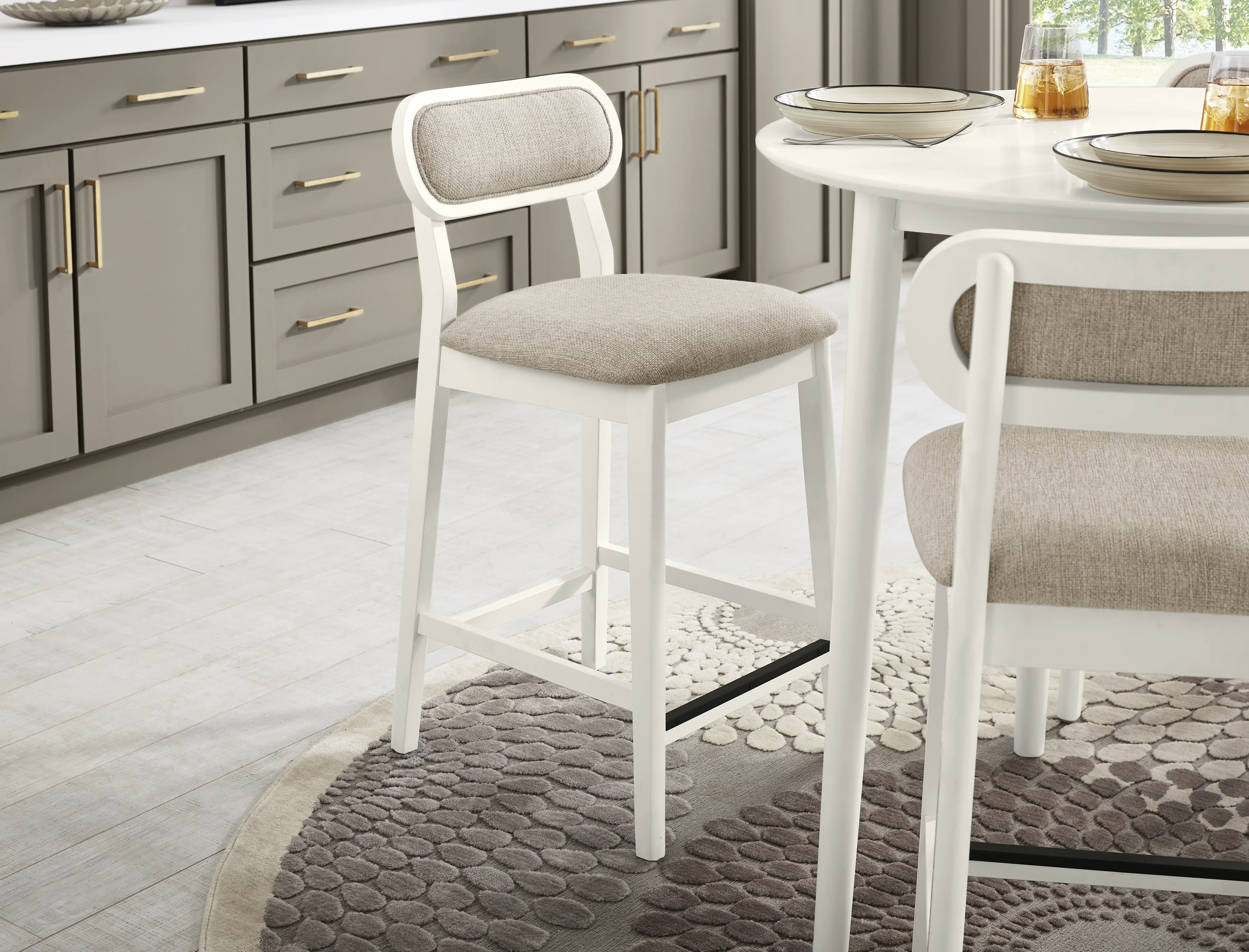 Watertown White Upholstered Counter Height Stool - Thumbnail - Image 3