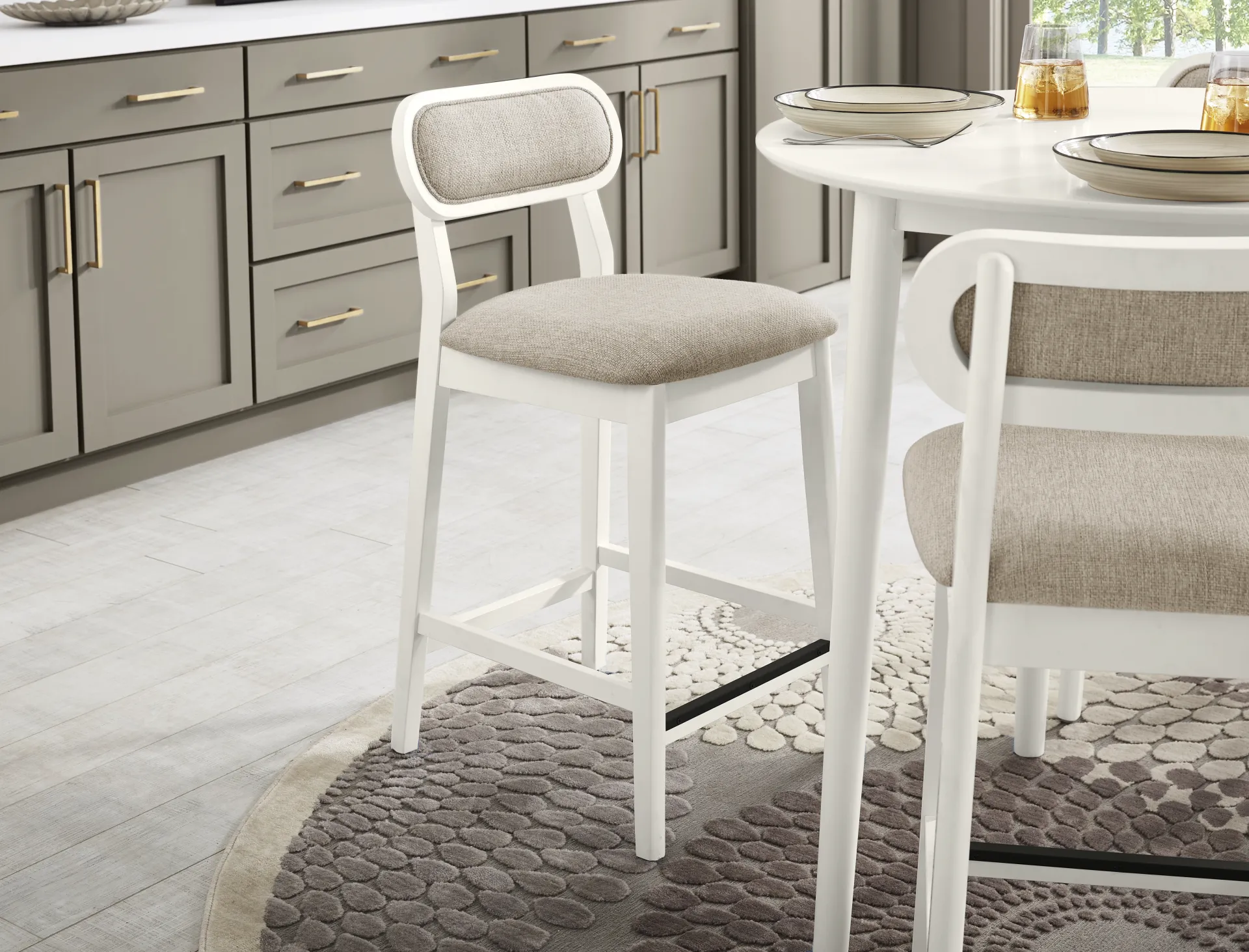 Watertown White Upholstered Counter Height Stool - Image 3