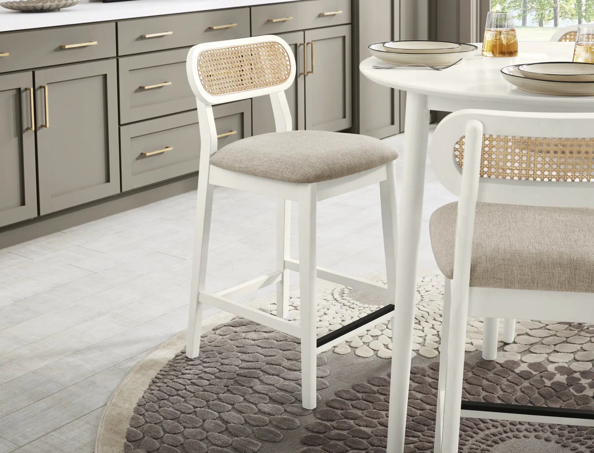 Watertown White Round Counter Height Stool - Image 2