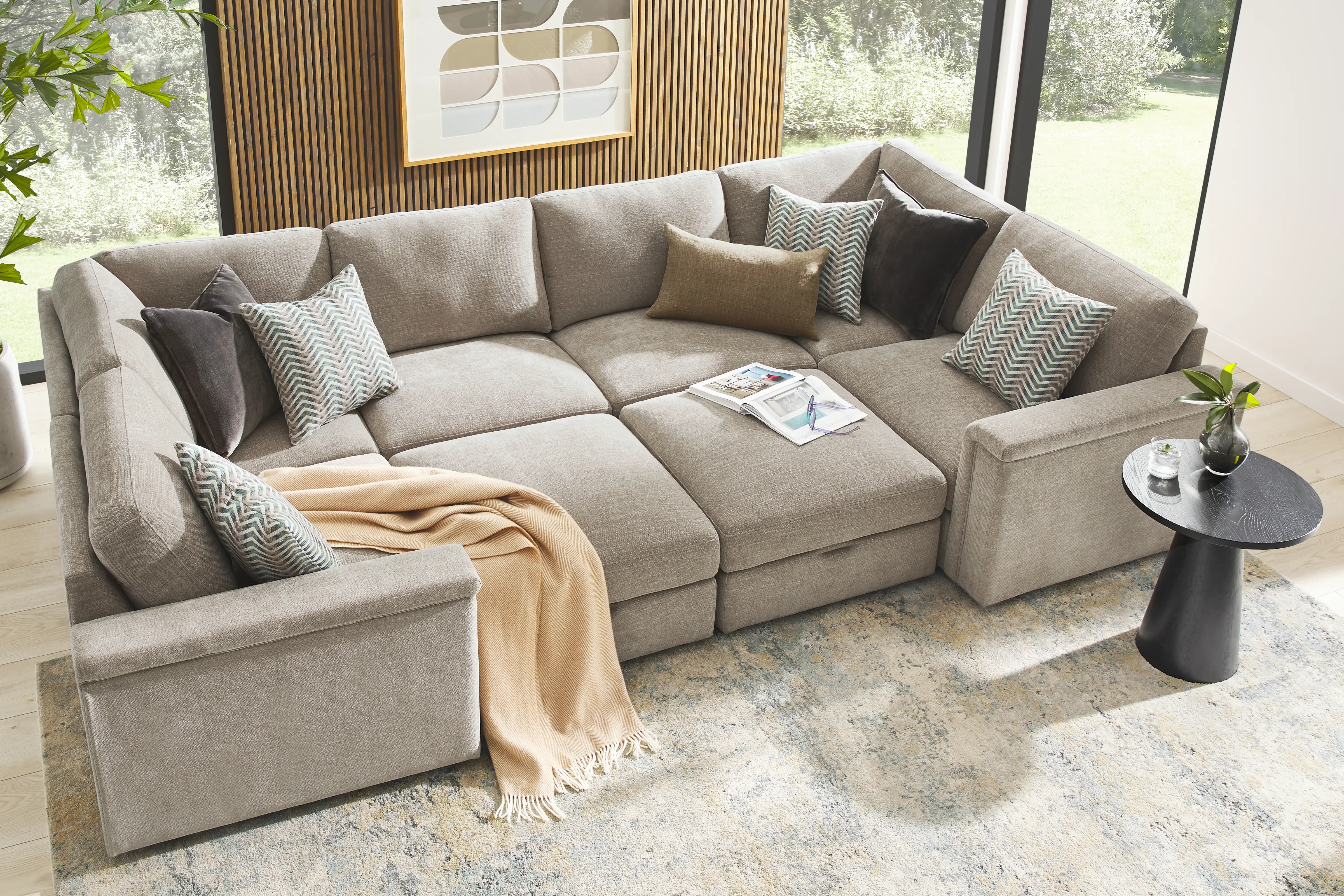 Tempo Modular Beige 8 Pc Sectional with Audio