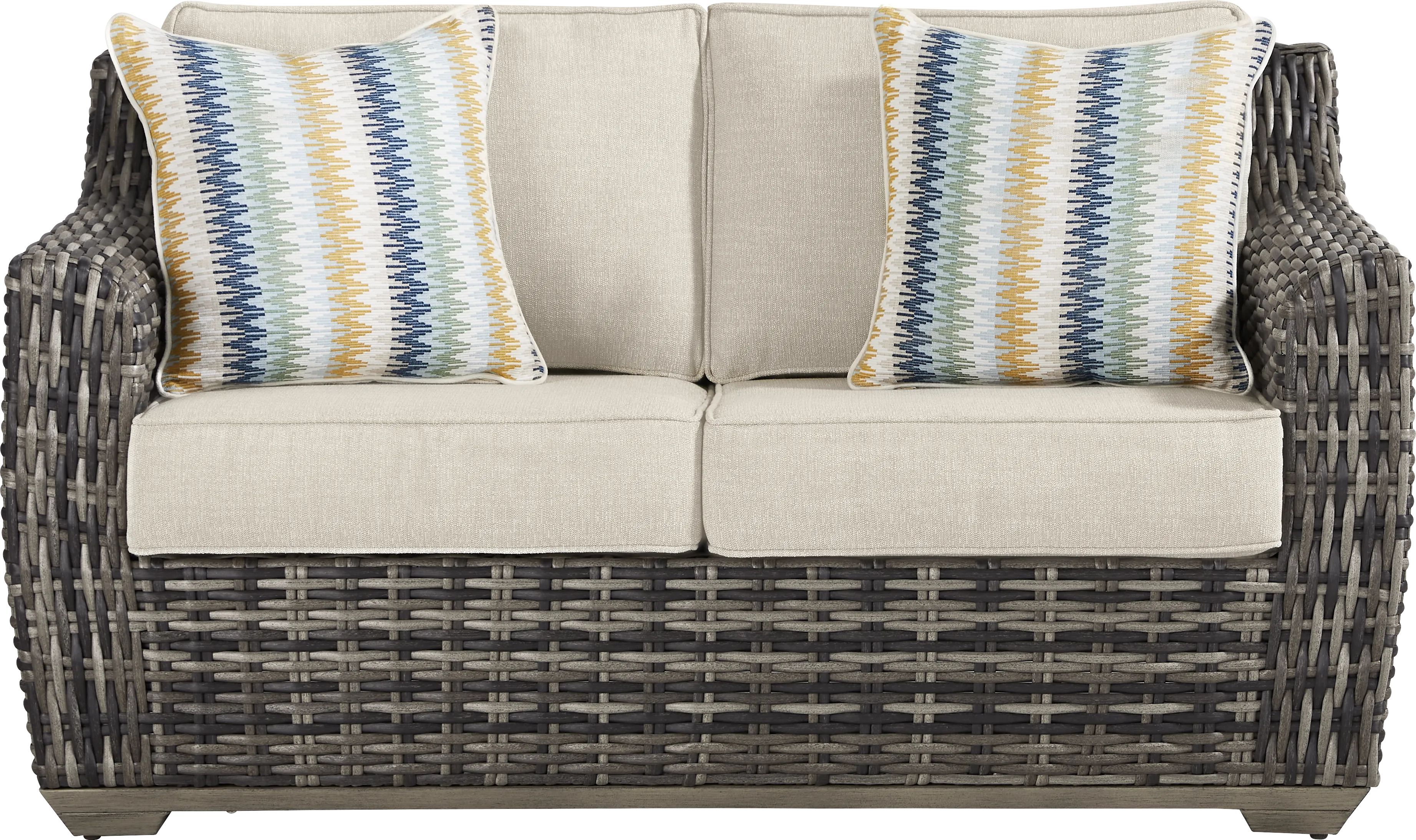 Montecello Gray 4 Pc Outdoor Loveseat Seating Set with Twine Cushions - Thumbnail - Image 2