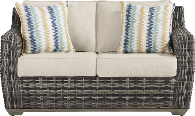 Montecello Gray Outdoor Loveseat with Twine Cushions