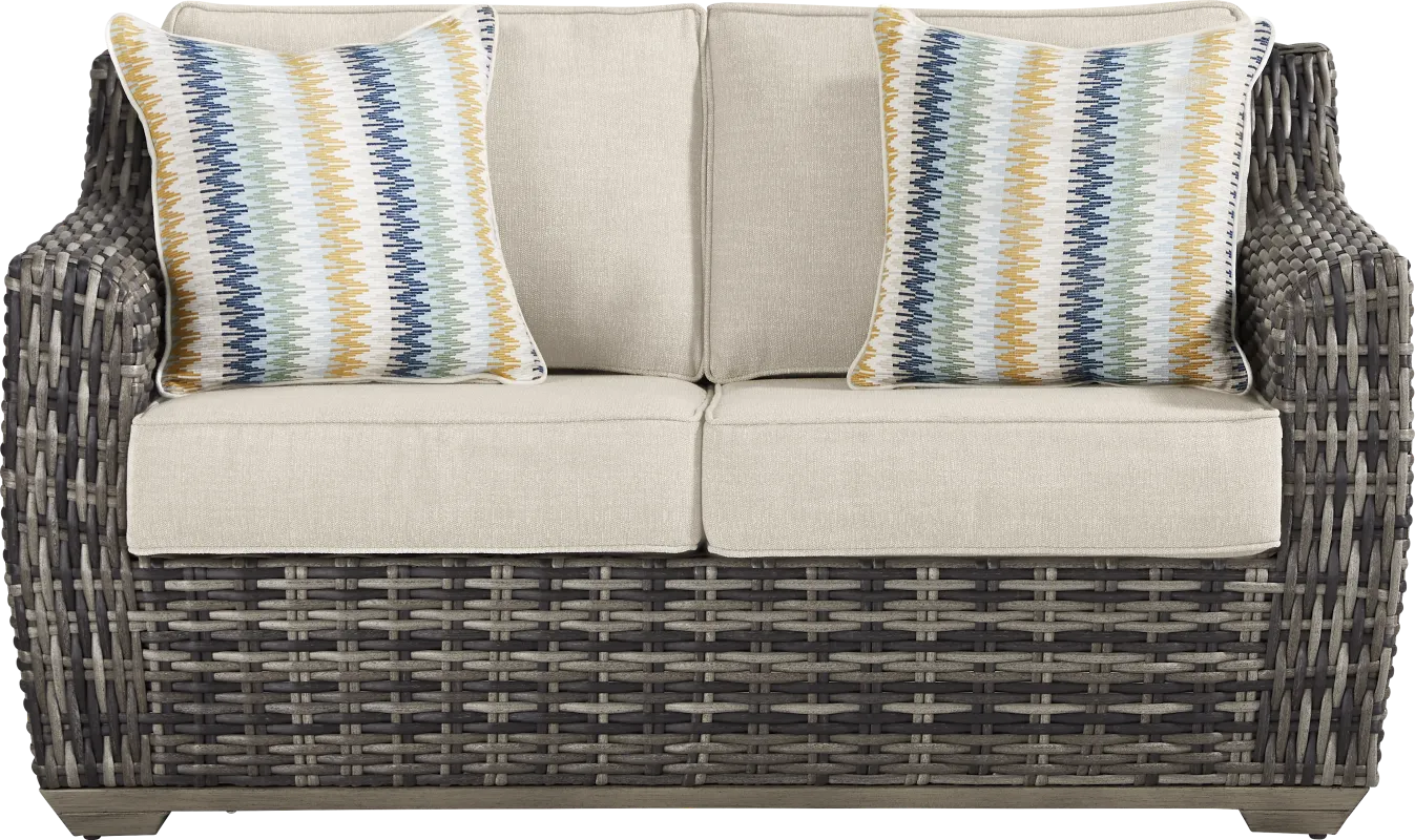 Montecello Gray Outdoor Loveseat with Twine Cushions