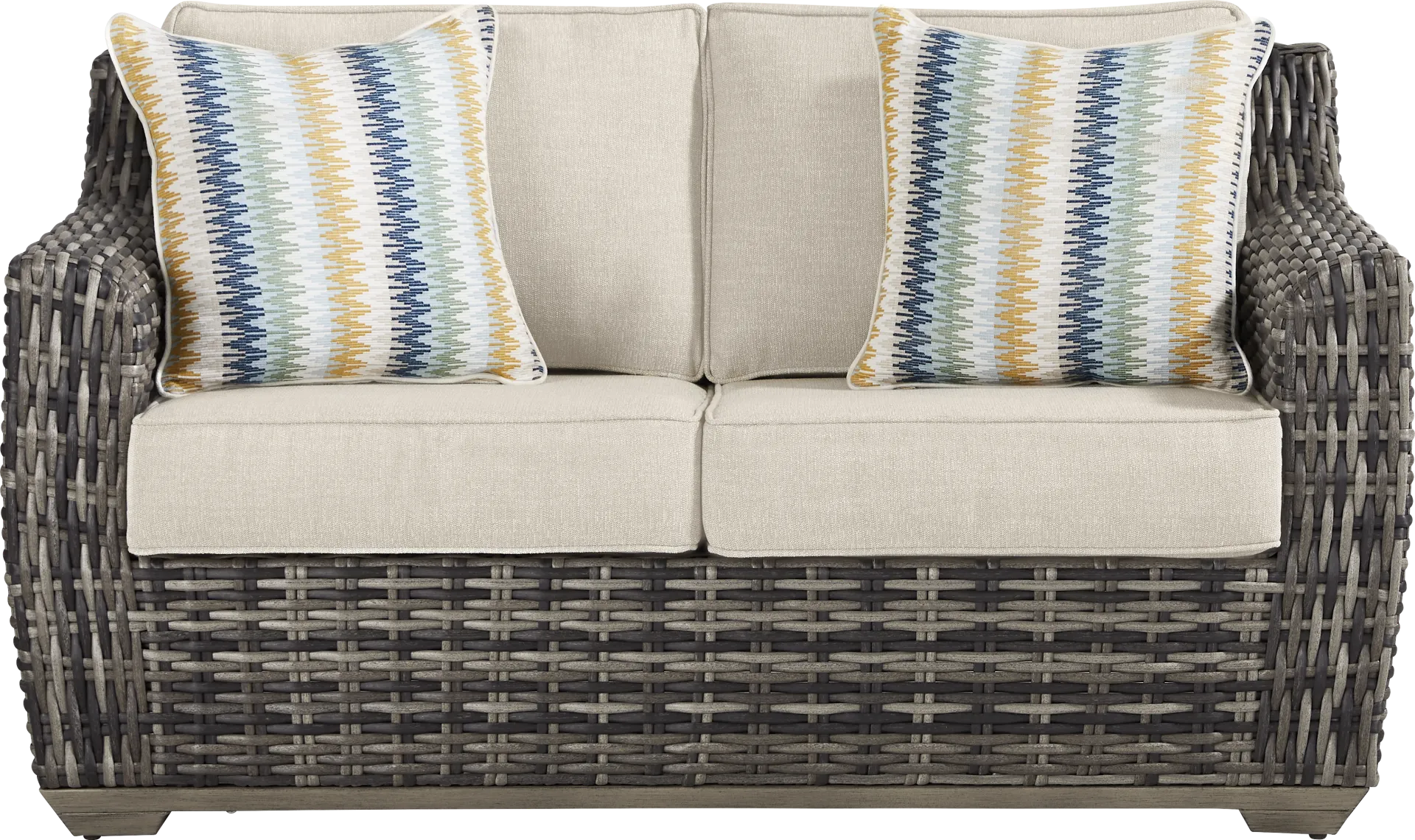 Montecello Gray Outdoor Loveseat with Twine Cushions - Image 1