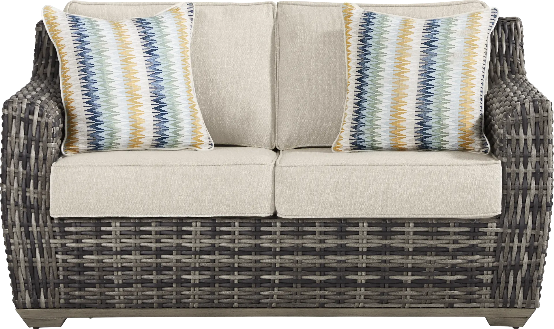 Montecello Gray Outdoor Loveseat with Twine Cushions