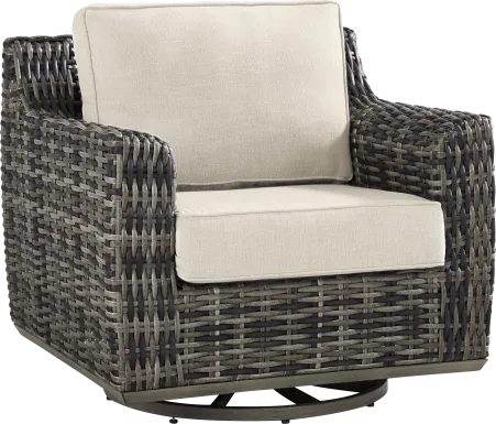 Montecello Gray Outdoor Swivel Club Chair with Twine Cushions