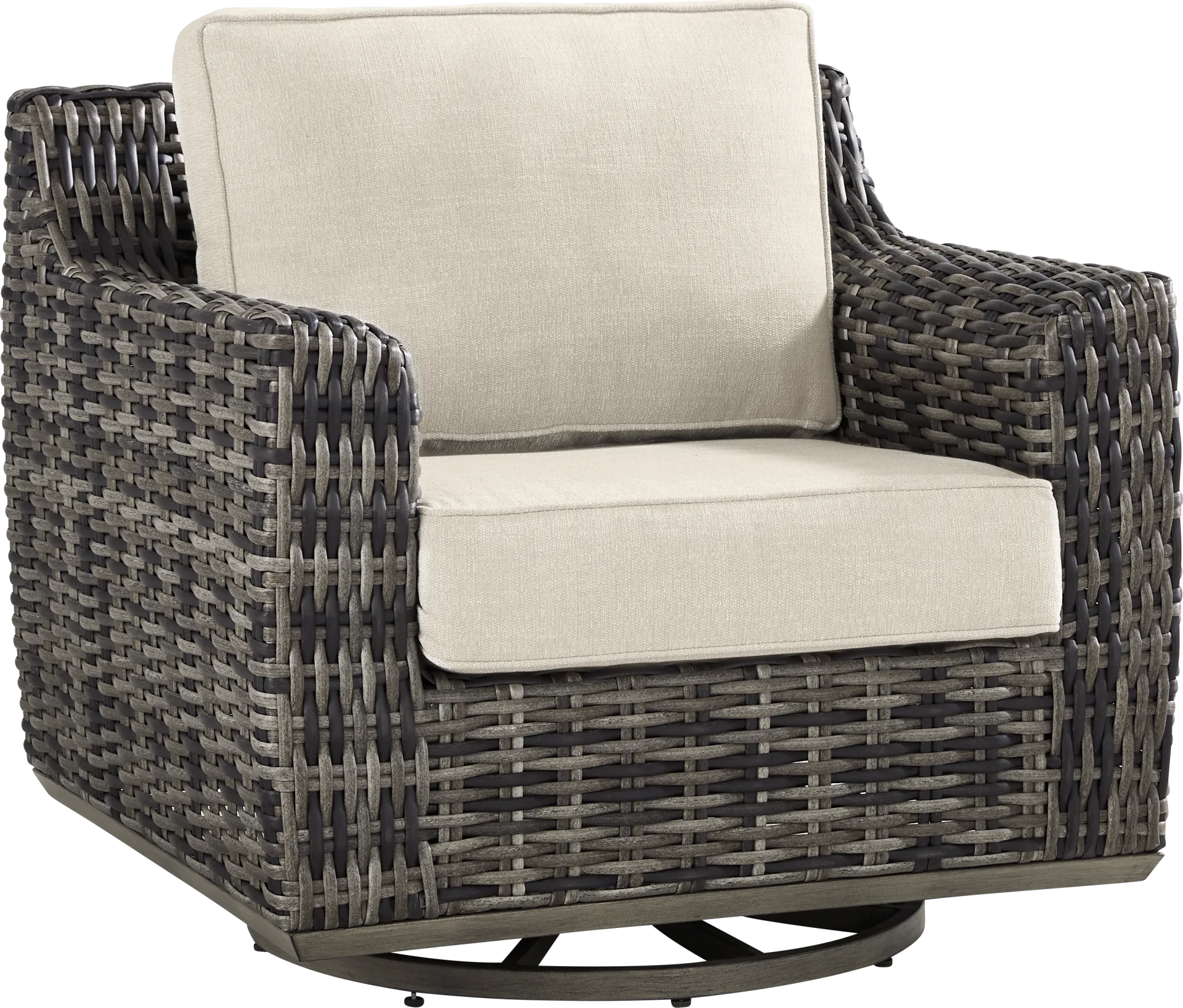 Montecello Gray Outdoor Swivel Club Chair with Twine Cushions - Image 2