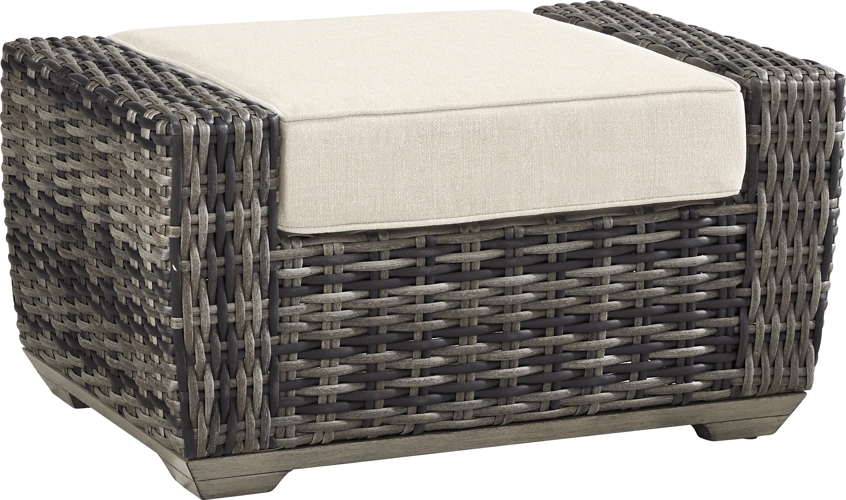 Montecello Gray Outdoor Ottoman with Twine Cushion - Thumbnail - Image 1