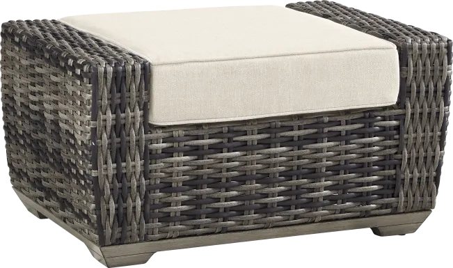Montecello Gray Outdoor Ottoman with Twine Cushion