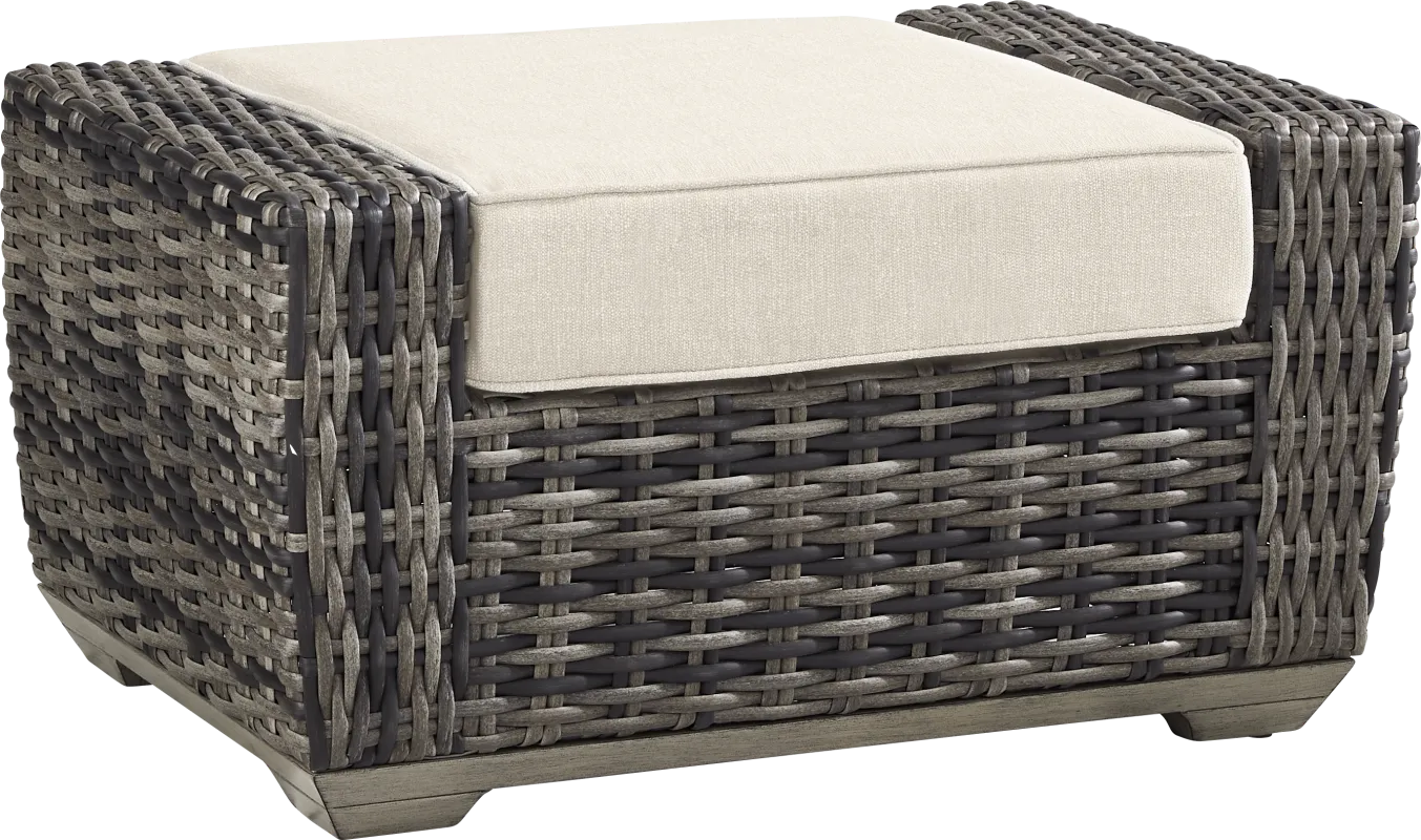 Montecello Gray Outdoor Ottoman with Twine Cushion