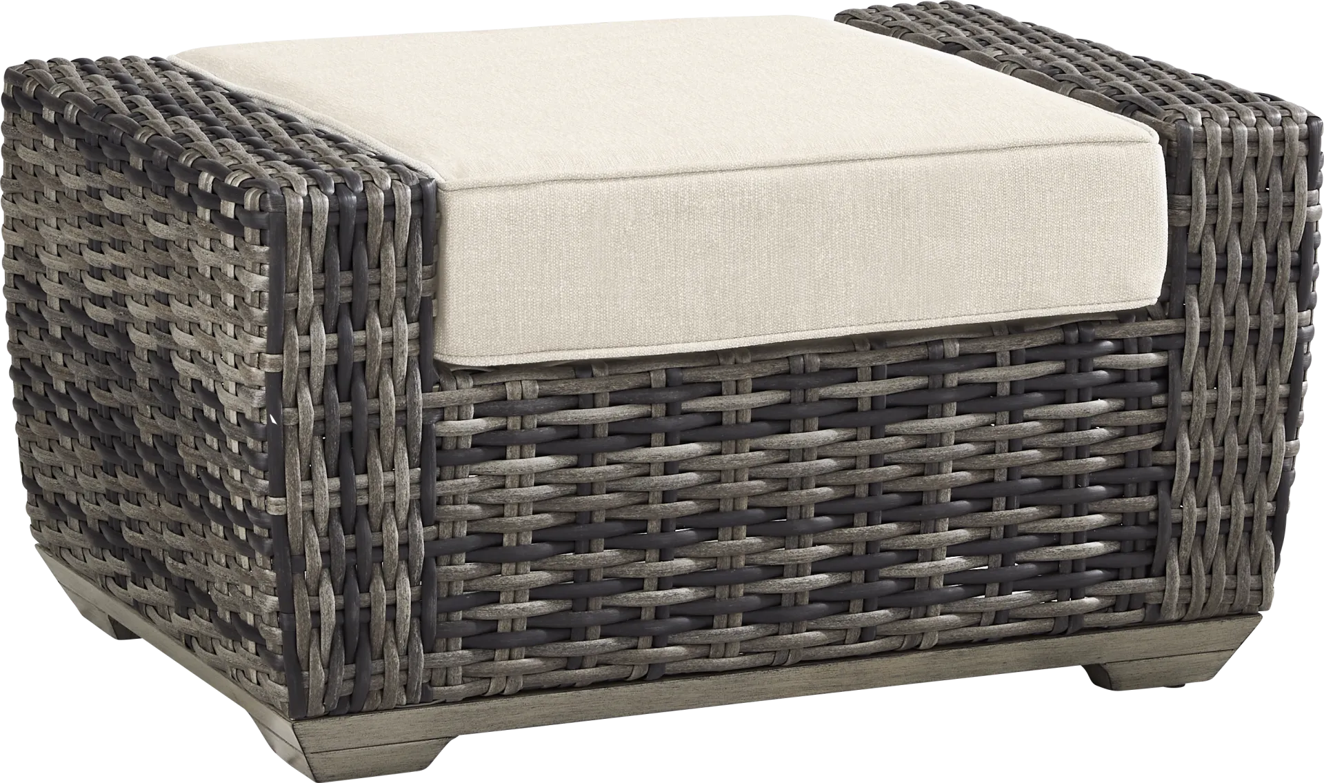Montecello Gray Outdoor Ottoman with Twine Cushion - Image 1