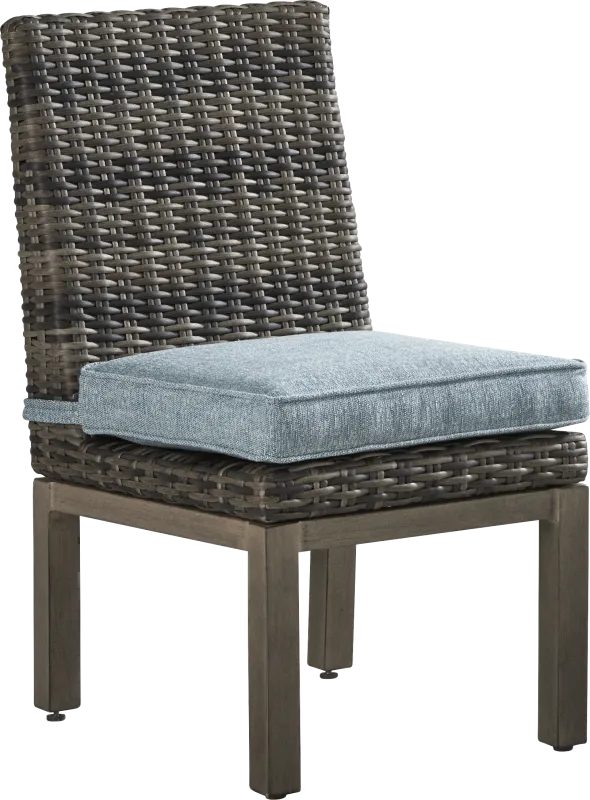 Montecello Gray Outdoor Side Chair with Azure Cushion
