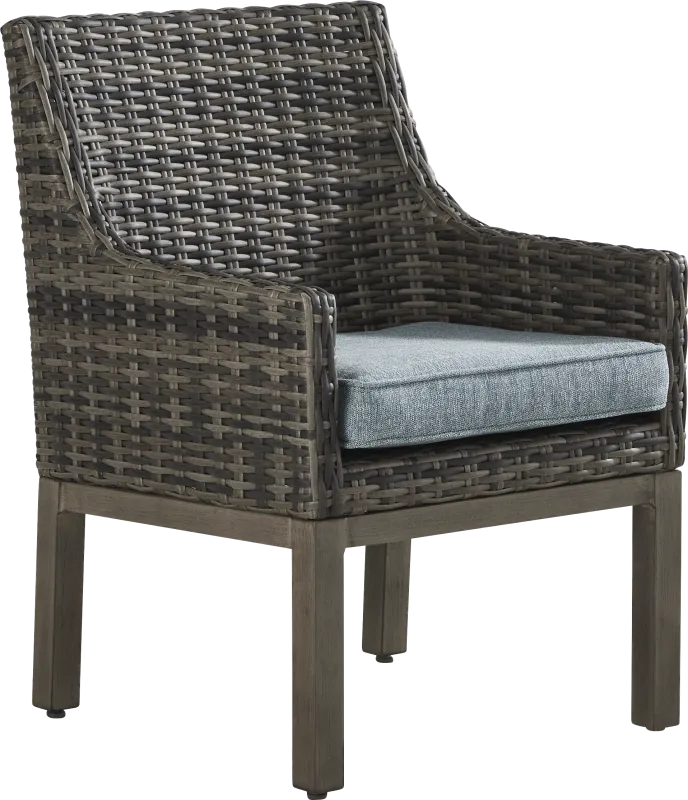 Montecello Gray Outdoor Arm Chair with Azure Cushion