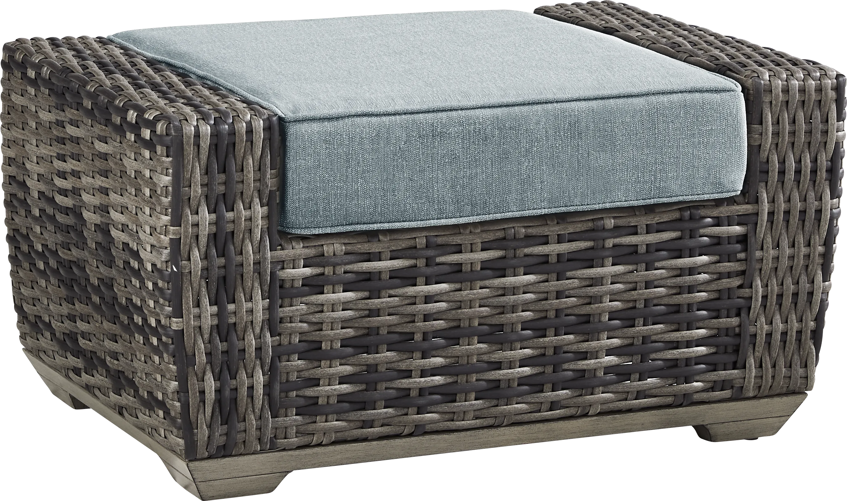 Montecello Gray Outdoor Ottoman with Azure Cushion - Thumbnail - Image 1