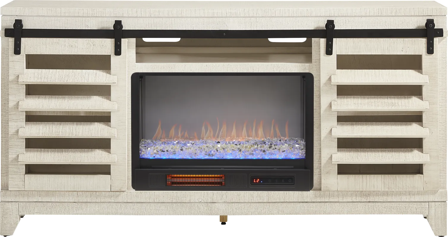 Canoe Creek White 66 in. Console with Electric Fireplace