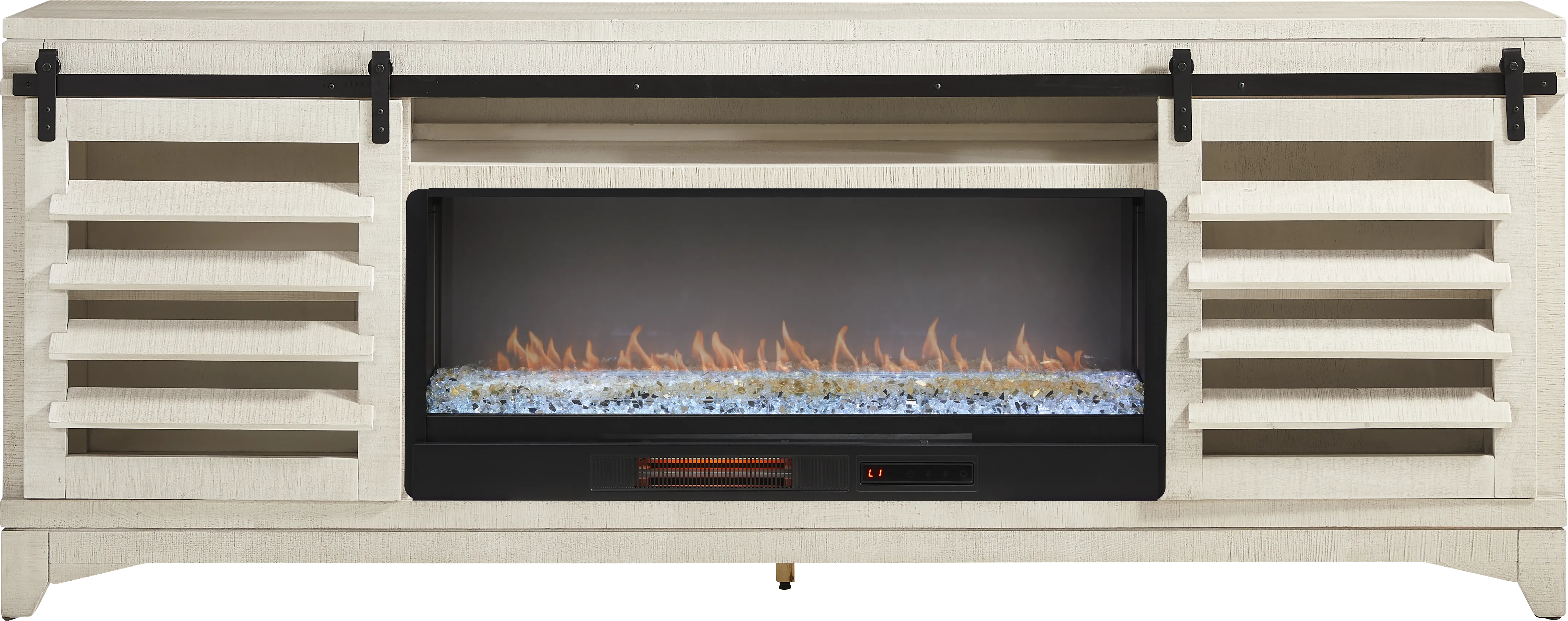 Canoe Creek 2 Pc White Colors,White 88 In Crystal Fireplace