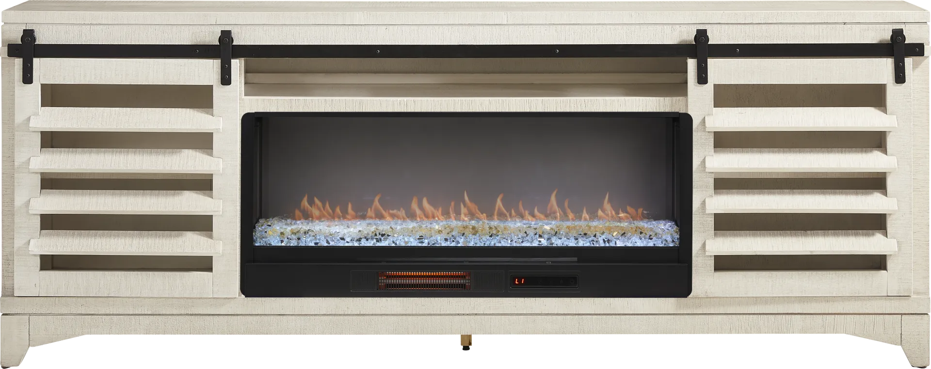 Canoe Creek White 88 in. Console with Electric Fireplace - Image 1