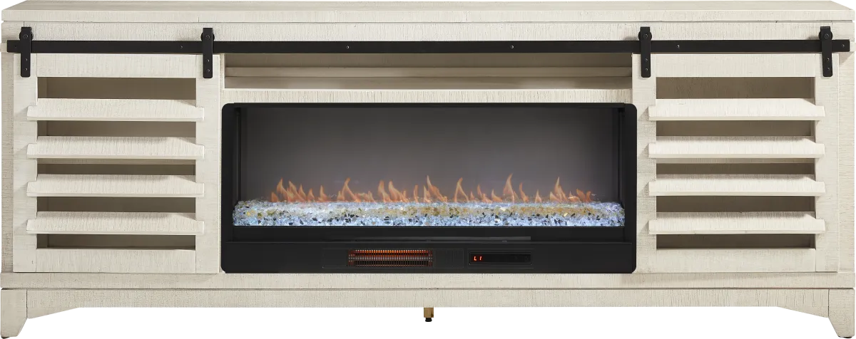 Canoe Creek 2 Pc White Colors,White 88 In Crystal Fireplace