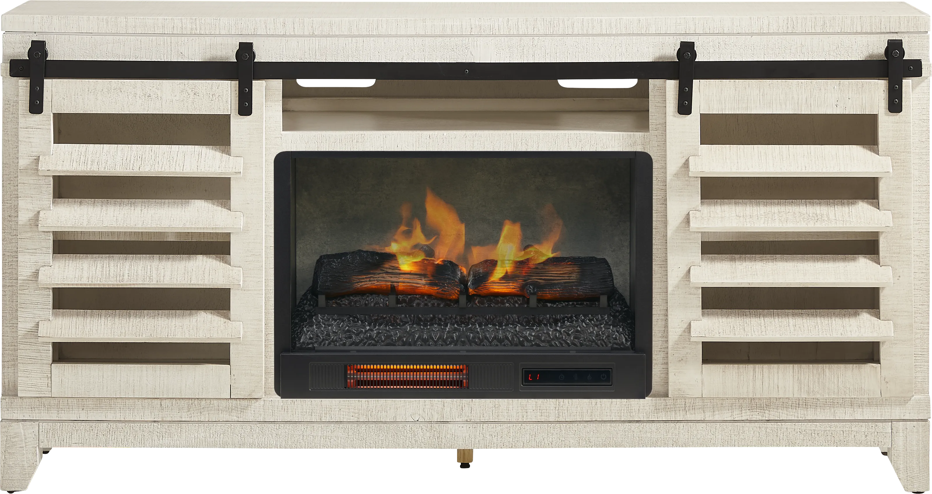 Canoe Creek White 66 in. Console with Electric Fireplace - Thumbnail - Image 1