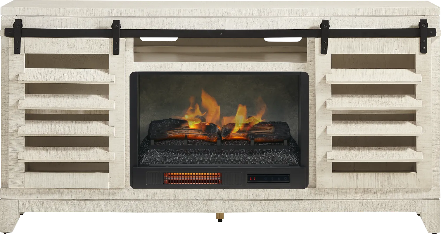 Canoe Creek White 66 in. Console with Electric Fireplace