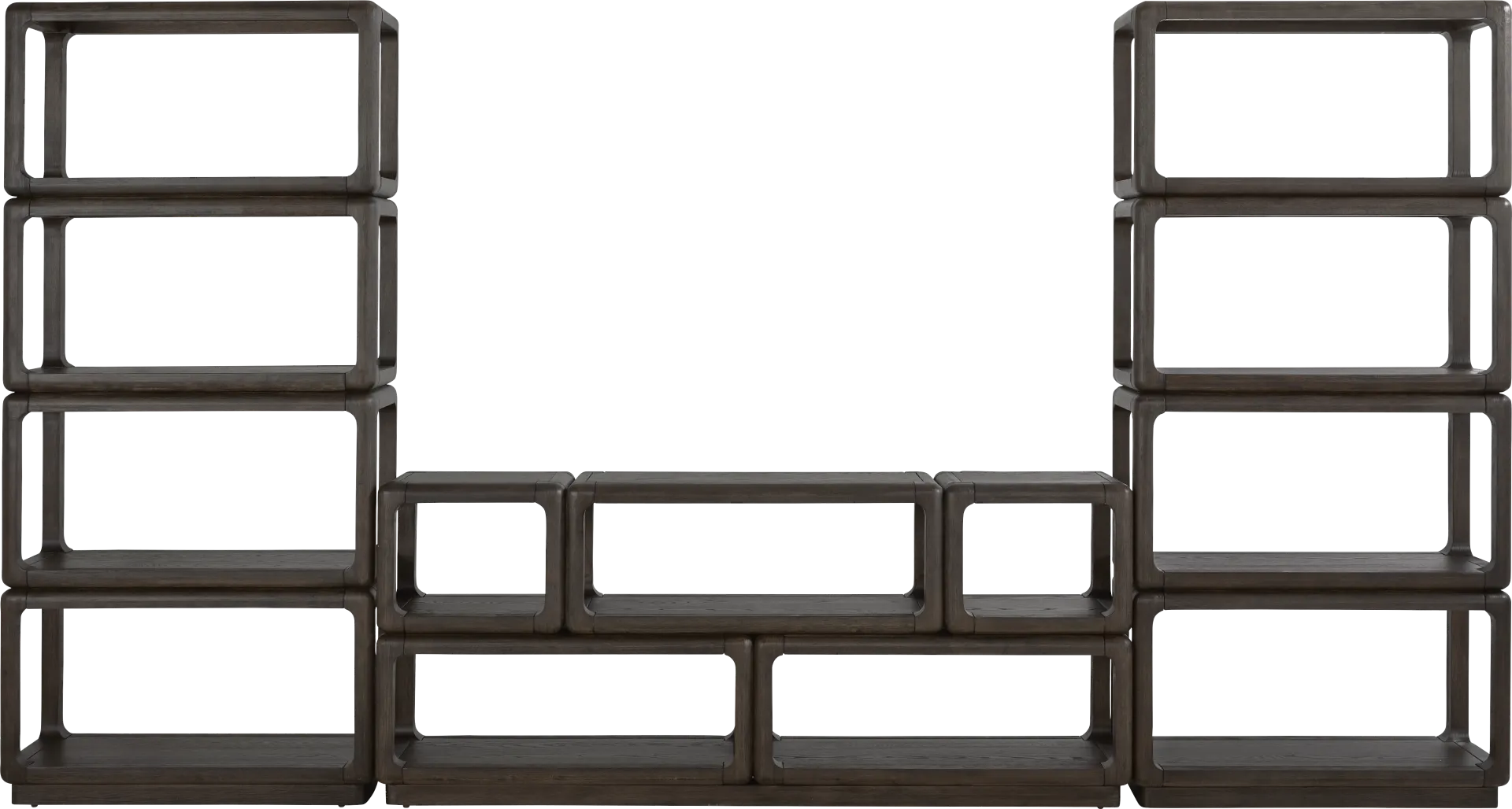 Eaglebrooke Brown 3 Pc Wall Unit with 70 in. Credenza - Image 1