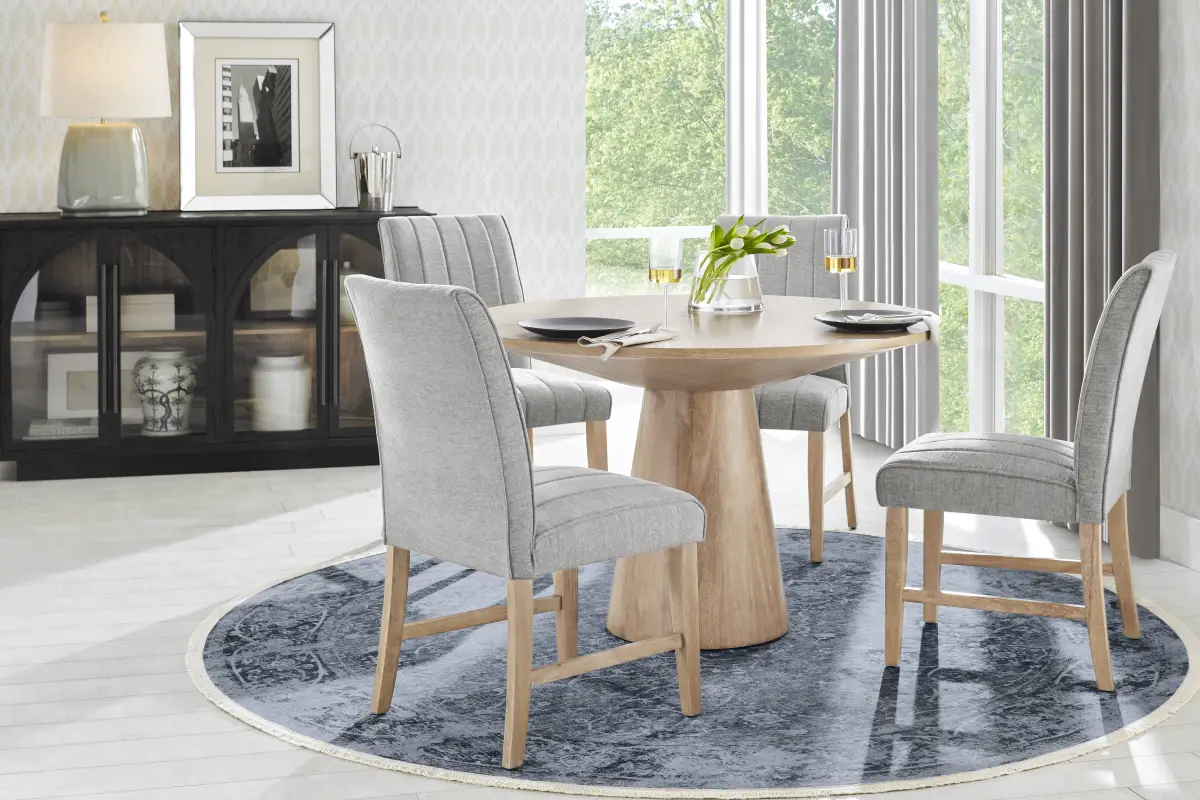 Kendall Natural 5 Pc 48" Round Dining Room with Gray Side Chairs