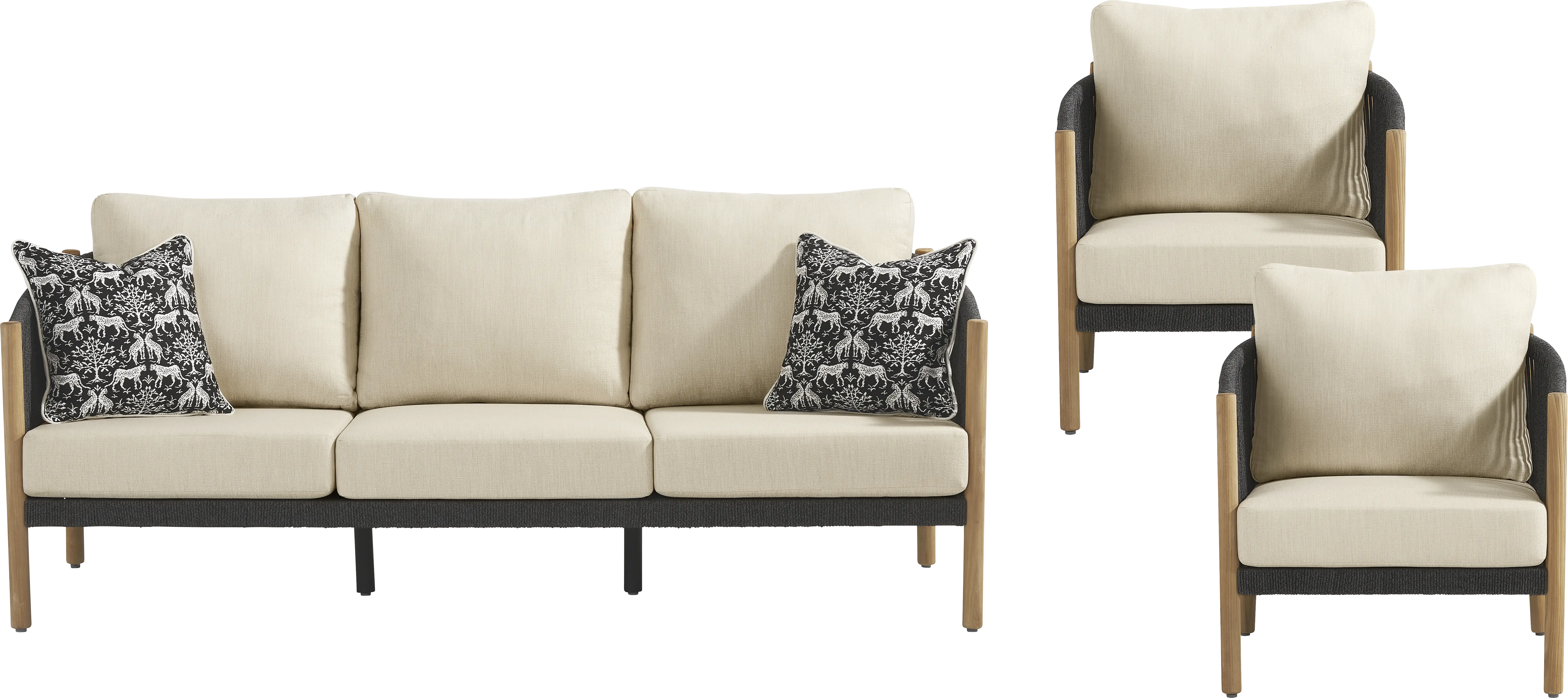 Koda Charcoal 3 Pc Outdoor Seating Set - Thumbnail - Image 1