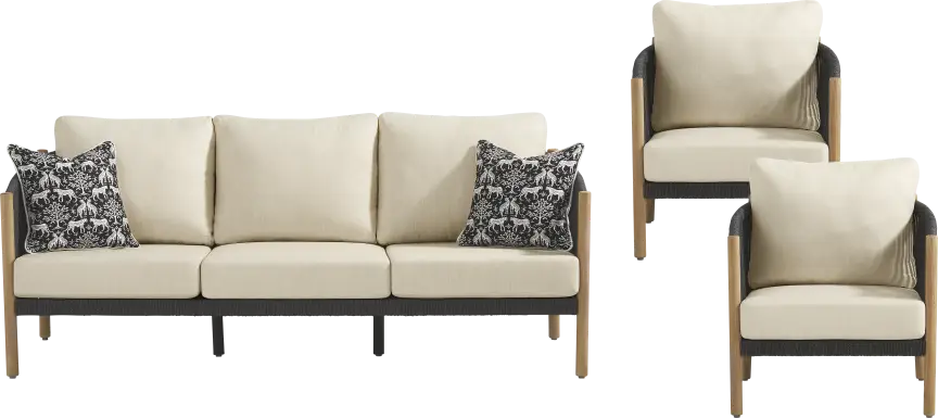 Koda Charcoal 3 Pc Outdoor Seating Set