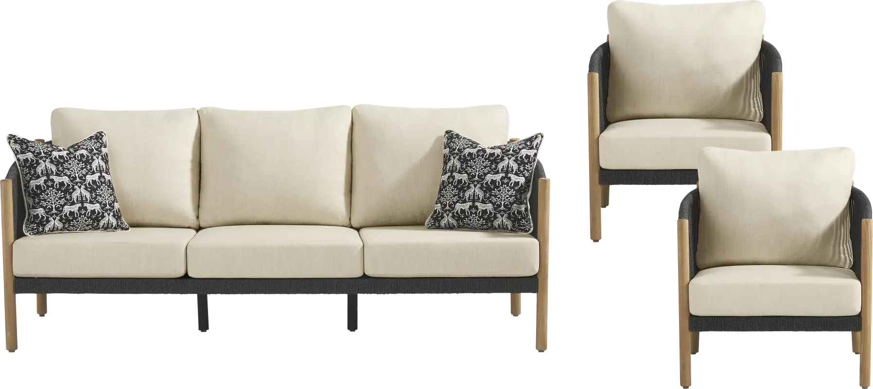 Koda Charcoal 3 Pc Outdoor Seating Set