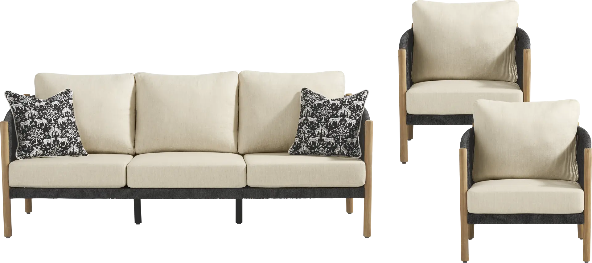 Koda Charcoal 3 Pc Outdoor Seating Set