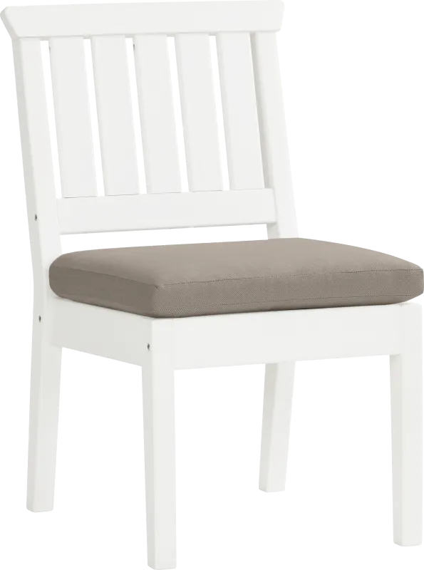 Eastlake White Outdoor Side Chair with Mushroom Cushion