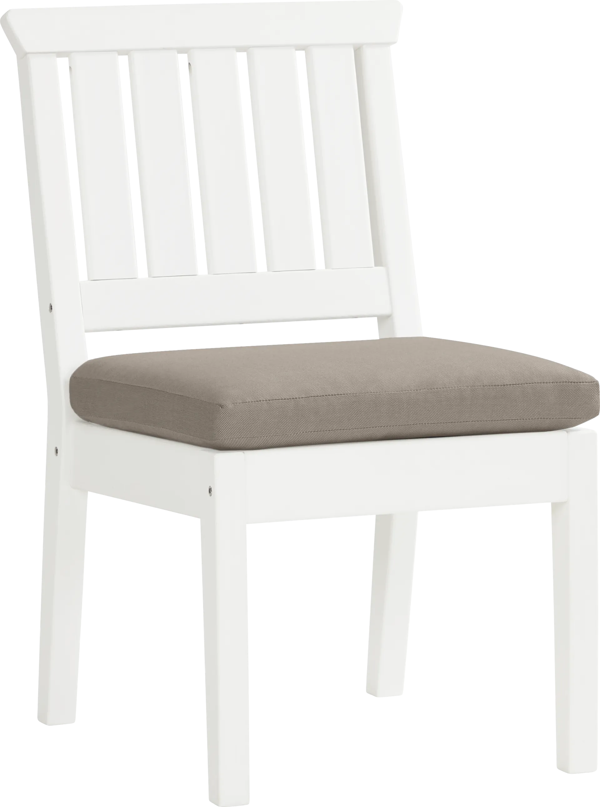 Eastlake White Outdoor Side Chair with Mushroom Cushion - Image 1