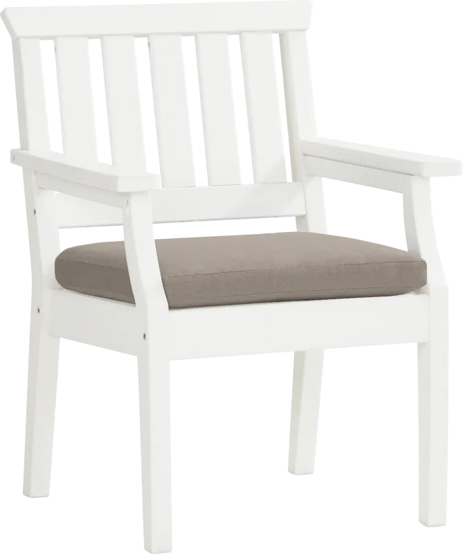 Eastlake White Outdoor Arm Chair with Mushroom Cushion
