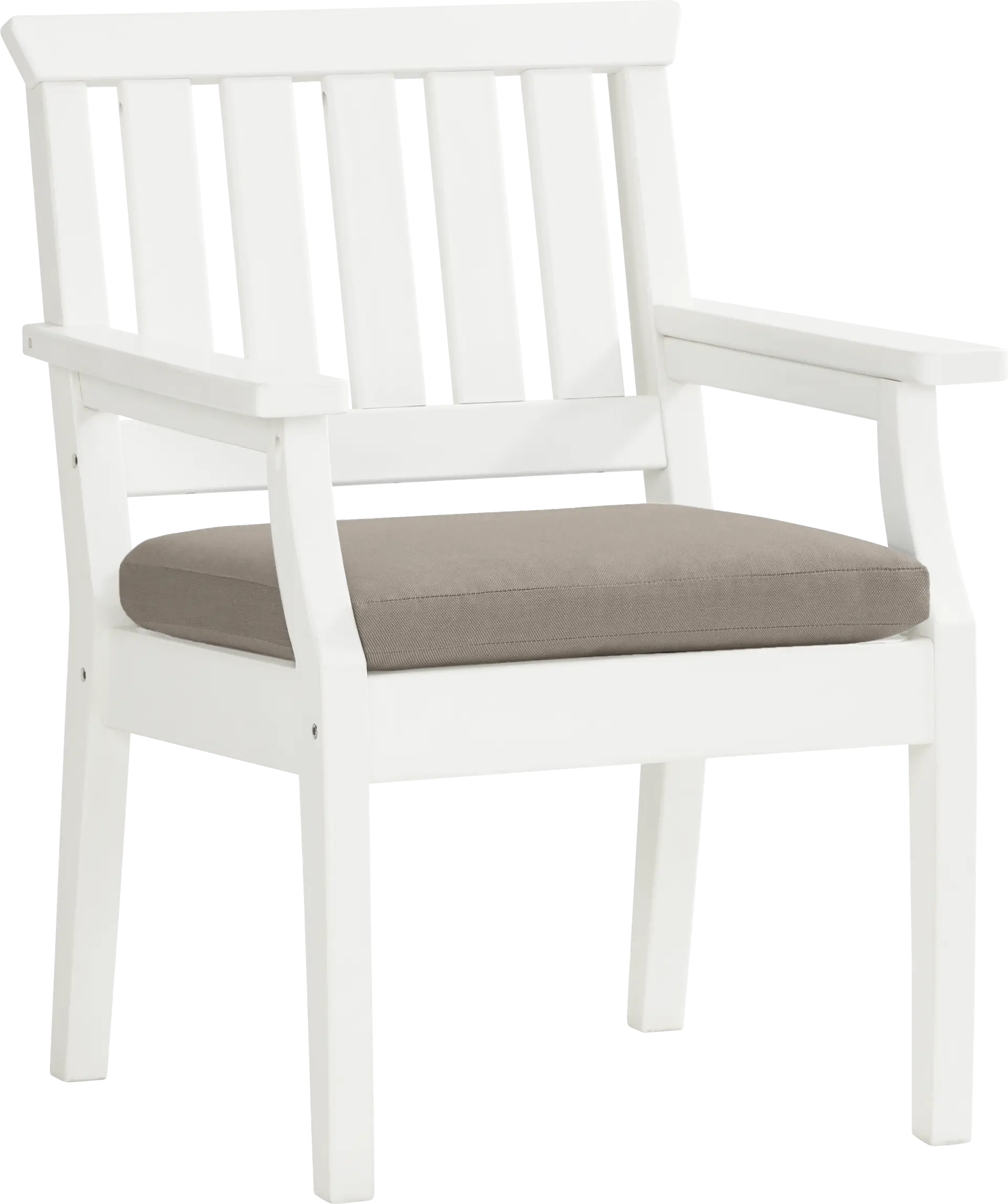 Eastlake White Outdoor Arm Chair with Mushroom Cushion