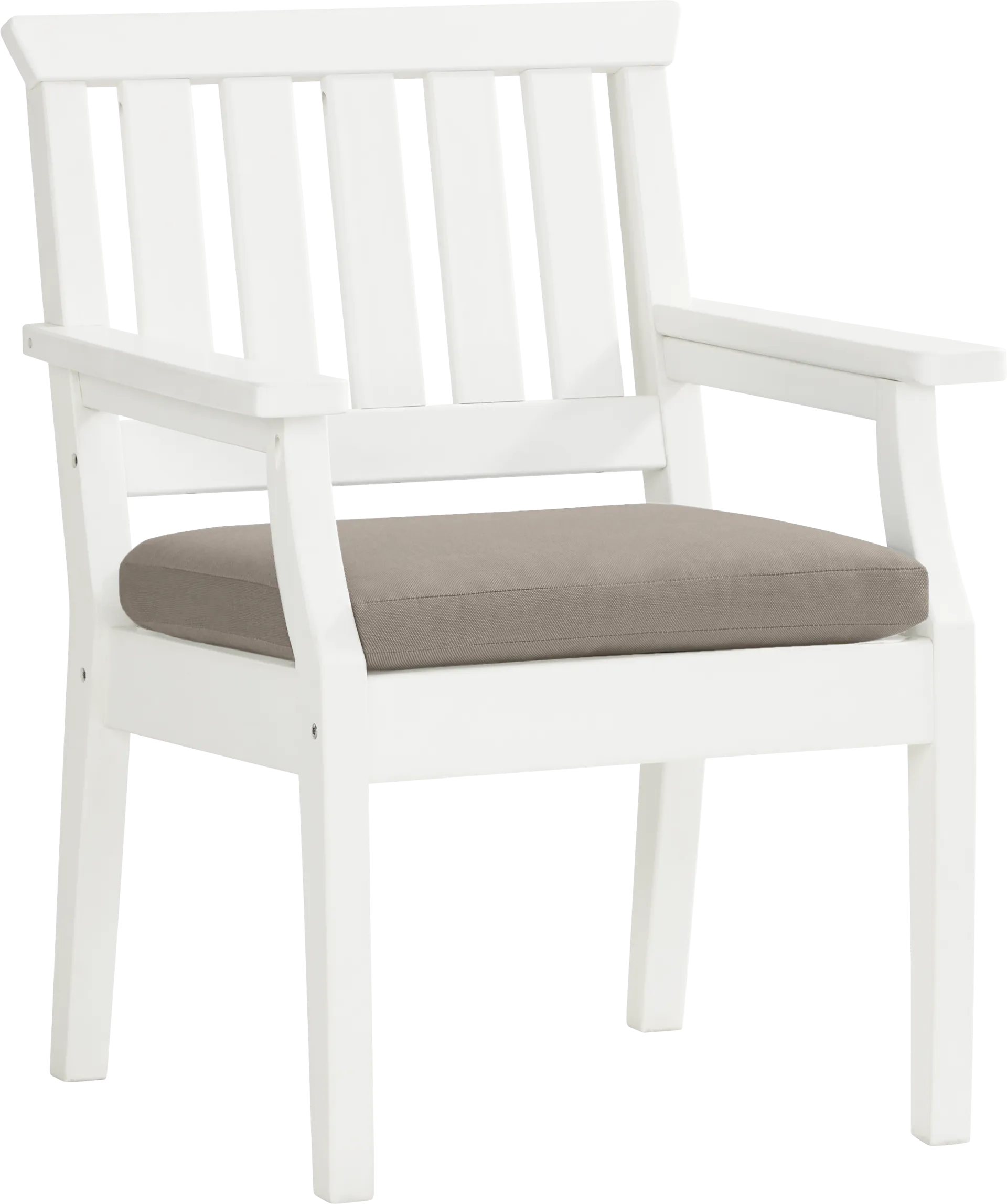Eastlake White 7 Pc 71 in. Rectangle Outdoor Dining Set with Mushroom Cushions - Image 4