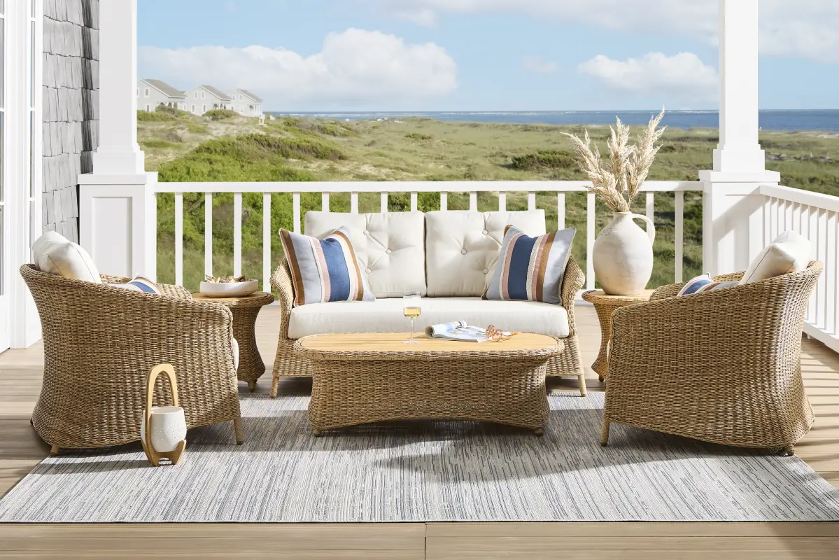 Sarina Bay Natural 4 Pc Outdoor Loveseat Seating Set