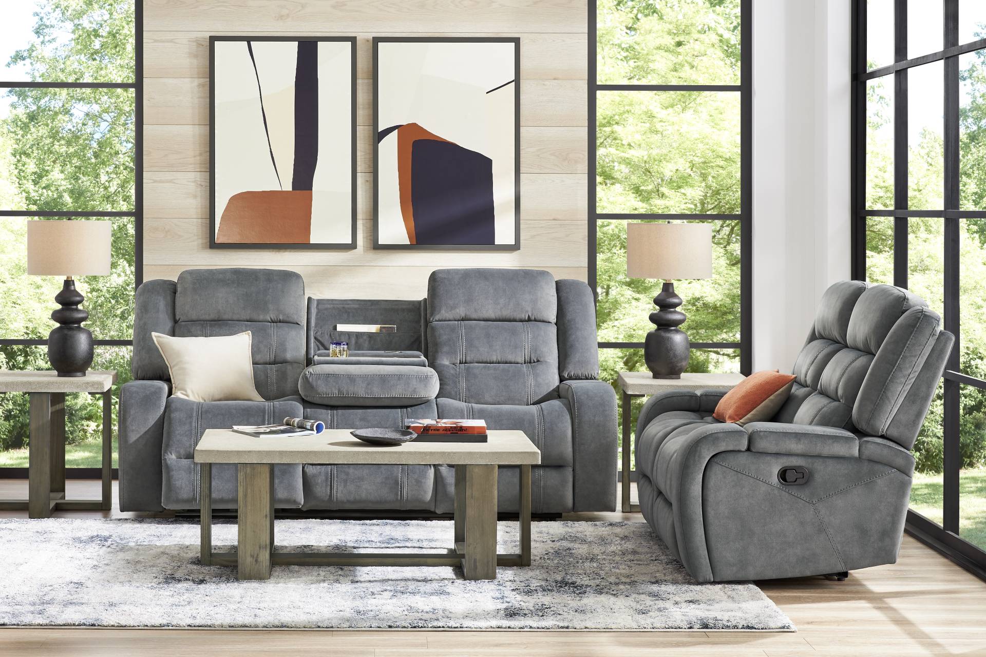 McKinley Graphite 2 Pc Reclining Living Room full room