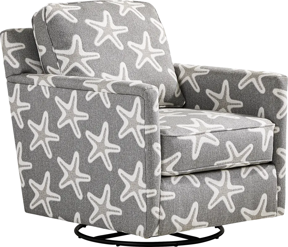 Brightwater Gray Starfish Swivel Rocker Chair
