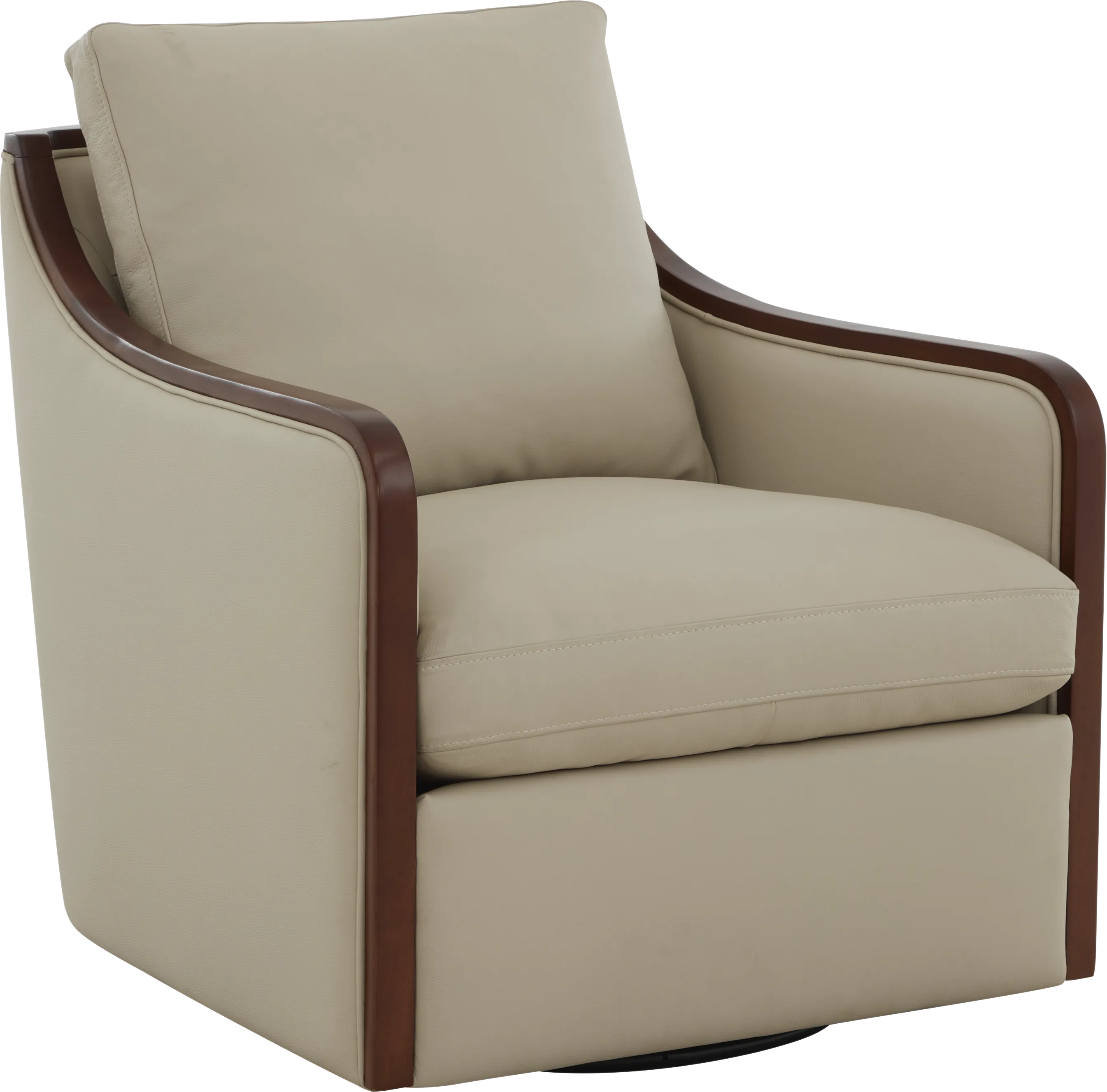 Gordon Beige Leather Swivel Chair - Thumbnail - Image 1
