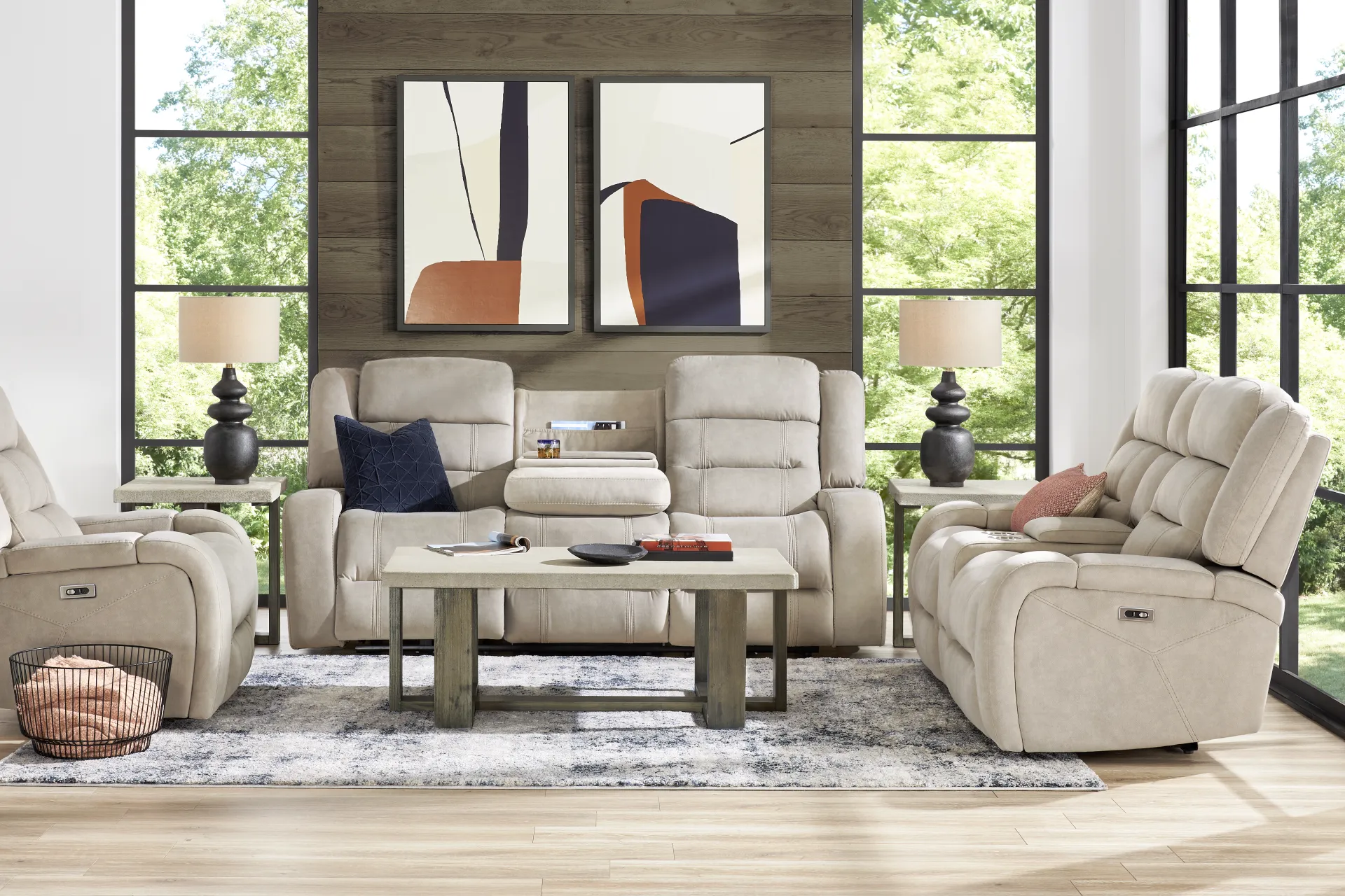 McKinley Beige Power Reclining Sofa - Image 1