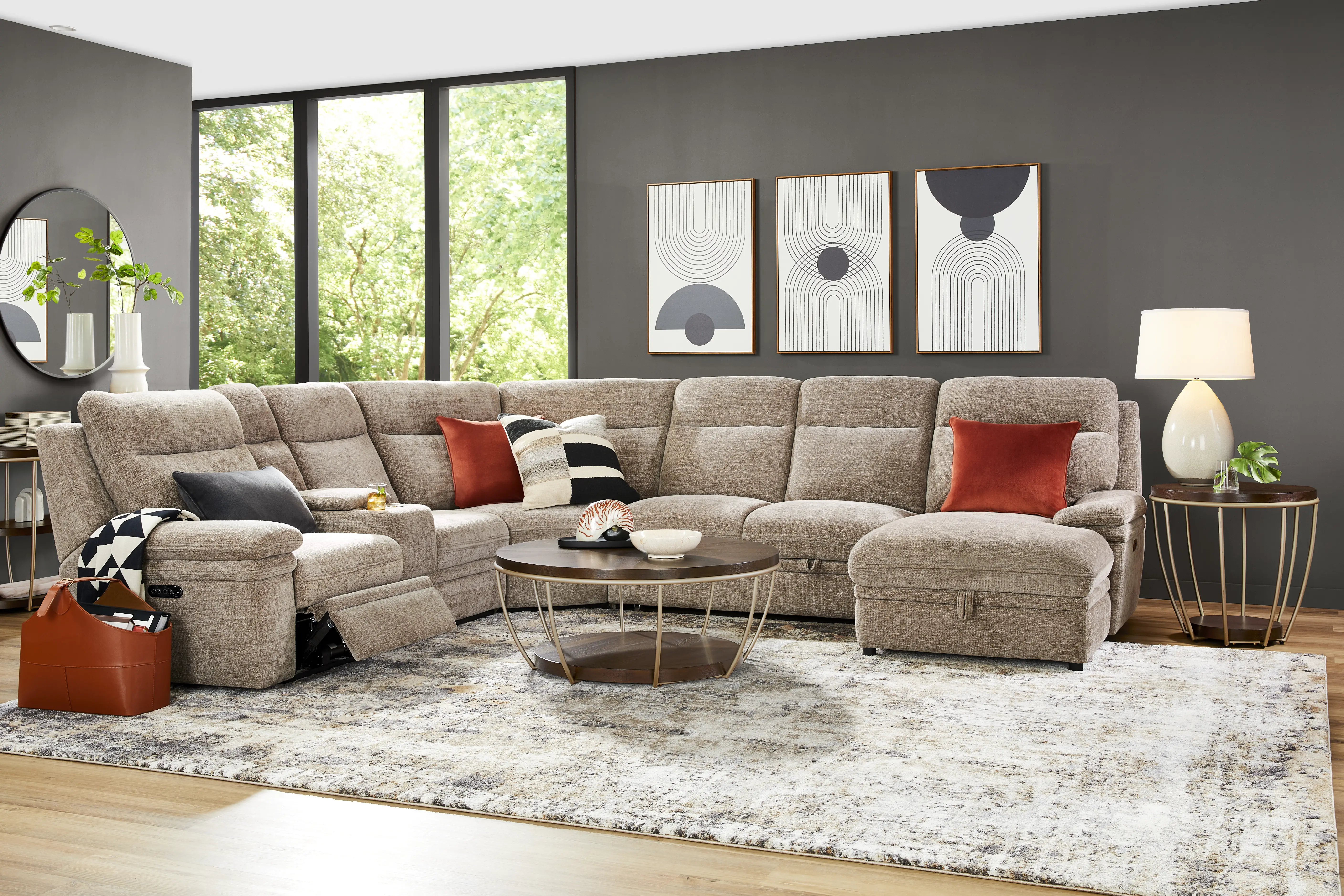 Anaheim Latte 6 Pc Dual Power Reclining Sectional - Thumbnail - Image 2
