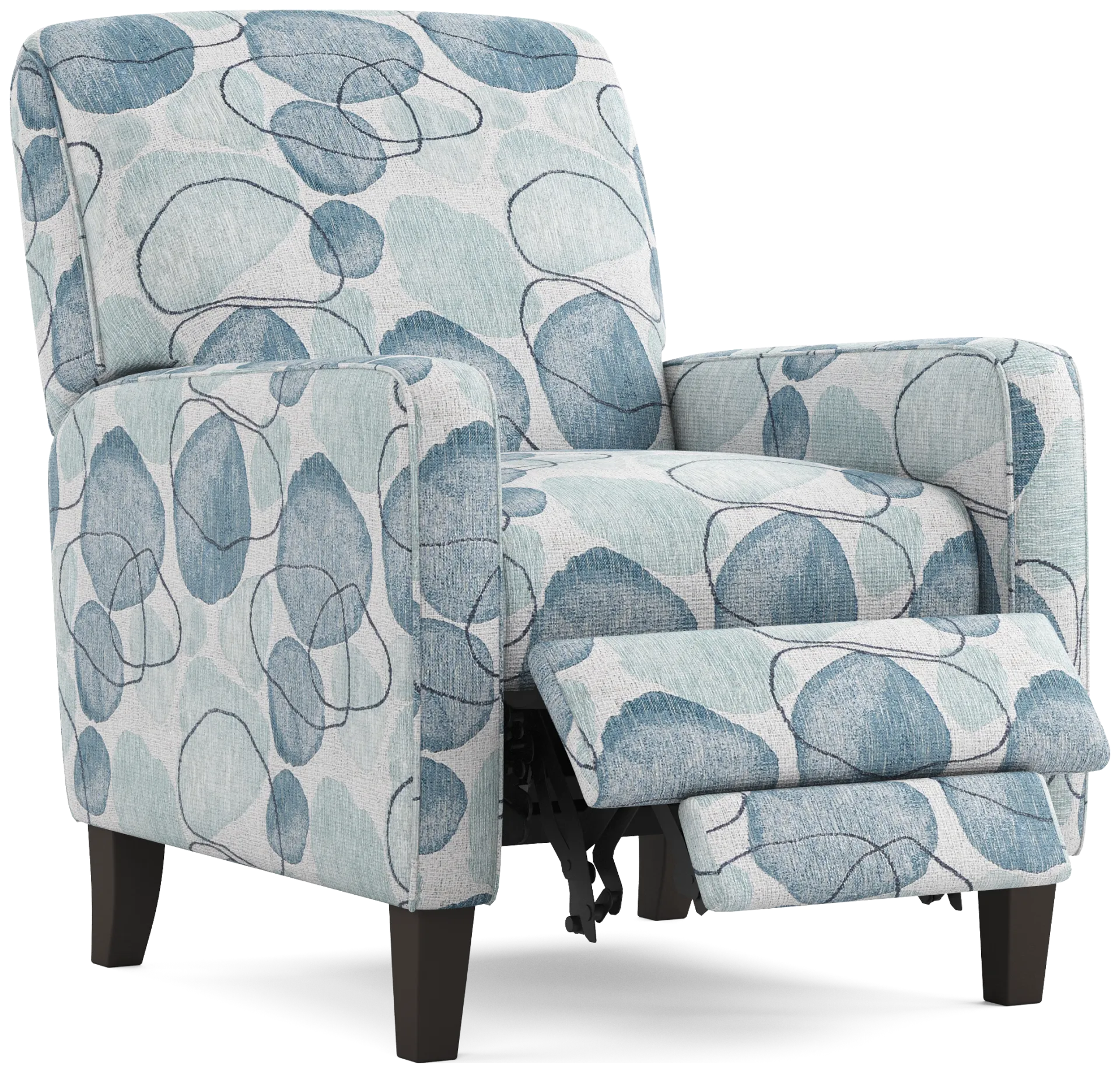 blue push back recliner