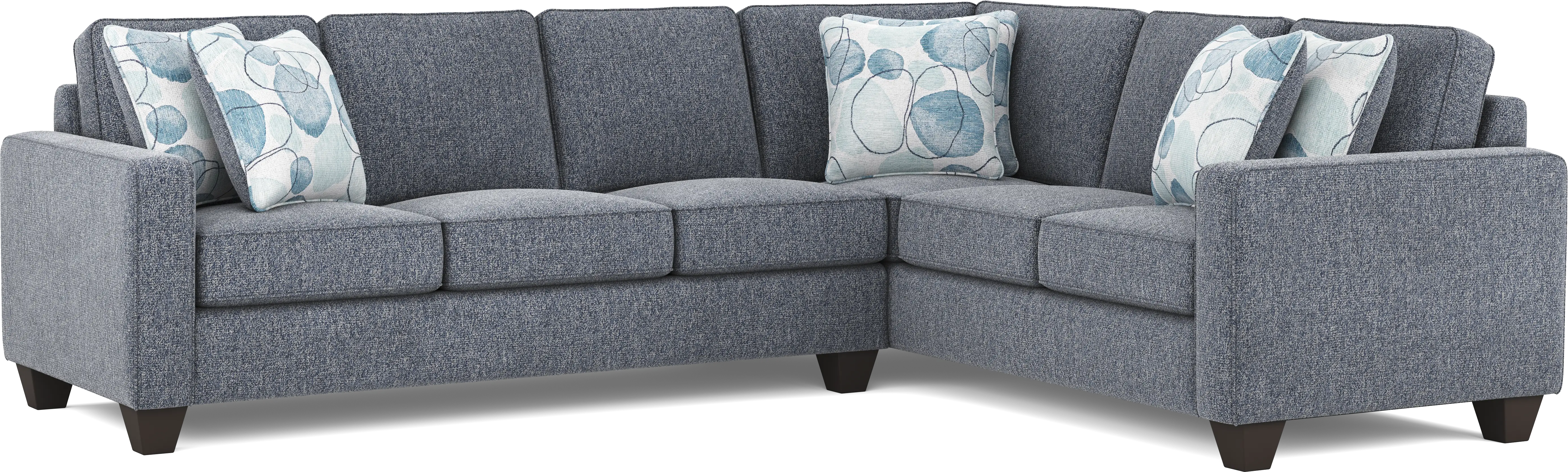 Alanis Bay Blue 2 Pc Gel Foam Sleeper Sectional - Thumbnail - Image 1