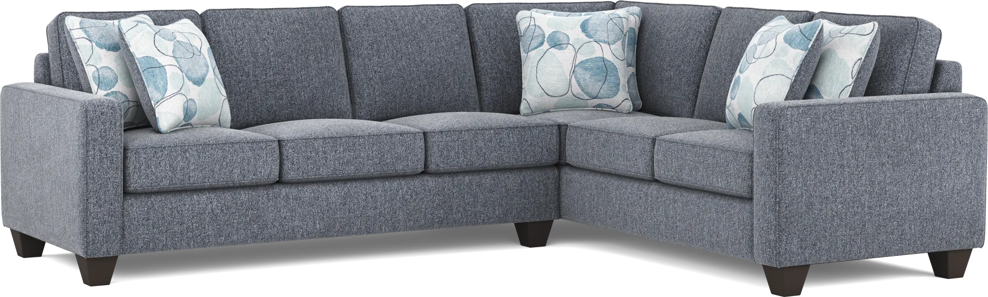 Alanis Bay Blue 2 Pc Gel Foam Sleeper Sectional - Image 2