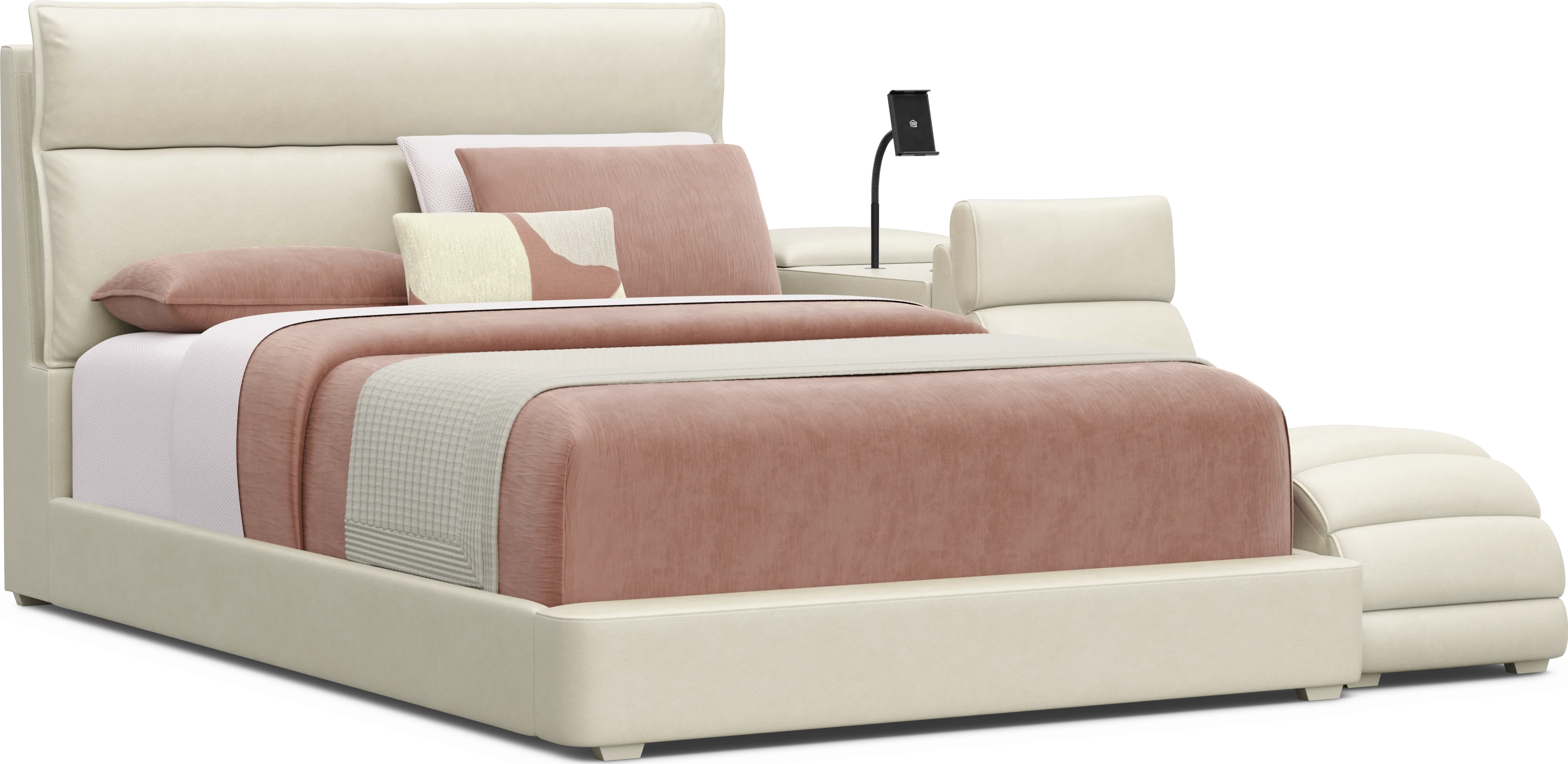 Kids Cloud9 Cream Full Upholstered Bed with Nightstand and Lounger - Thumbnail - Image 1