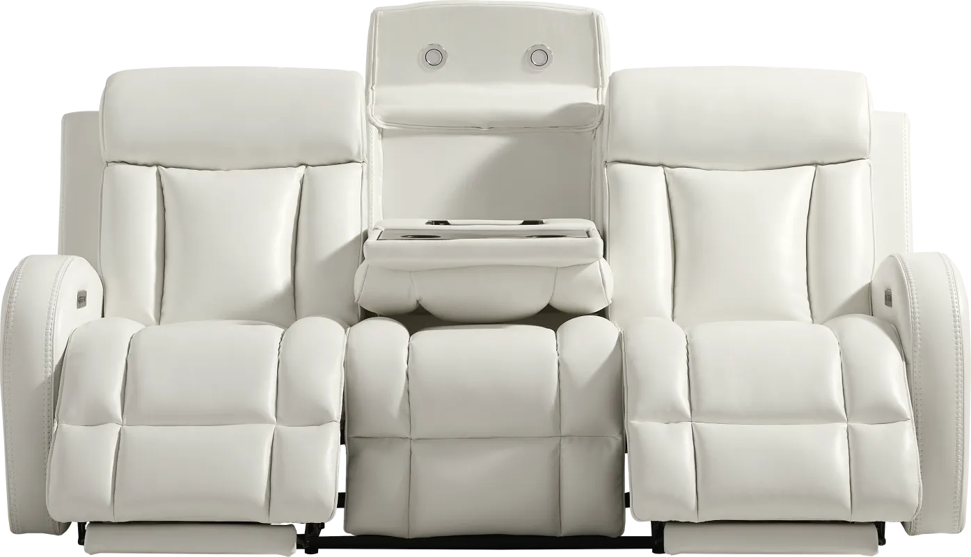 Copperfield White Dual Power Reclining Sofa