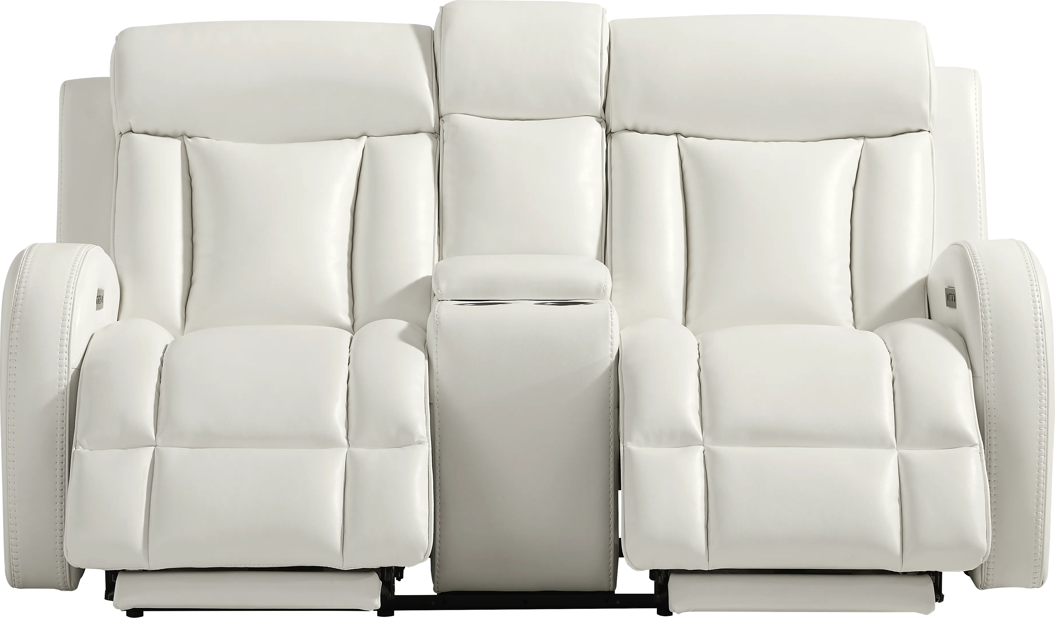 Copperfield White Dual Power Reclining Console Loveseat - Thumbnail - Image 1