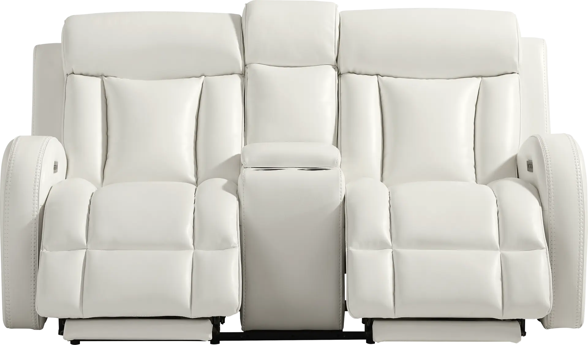 Copperfield White Dual Power Reclining Console Loveseat