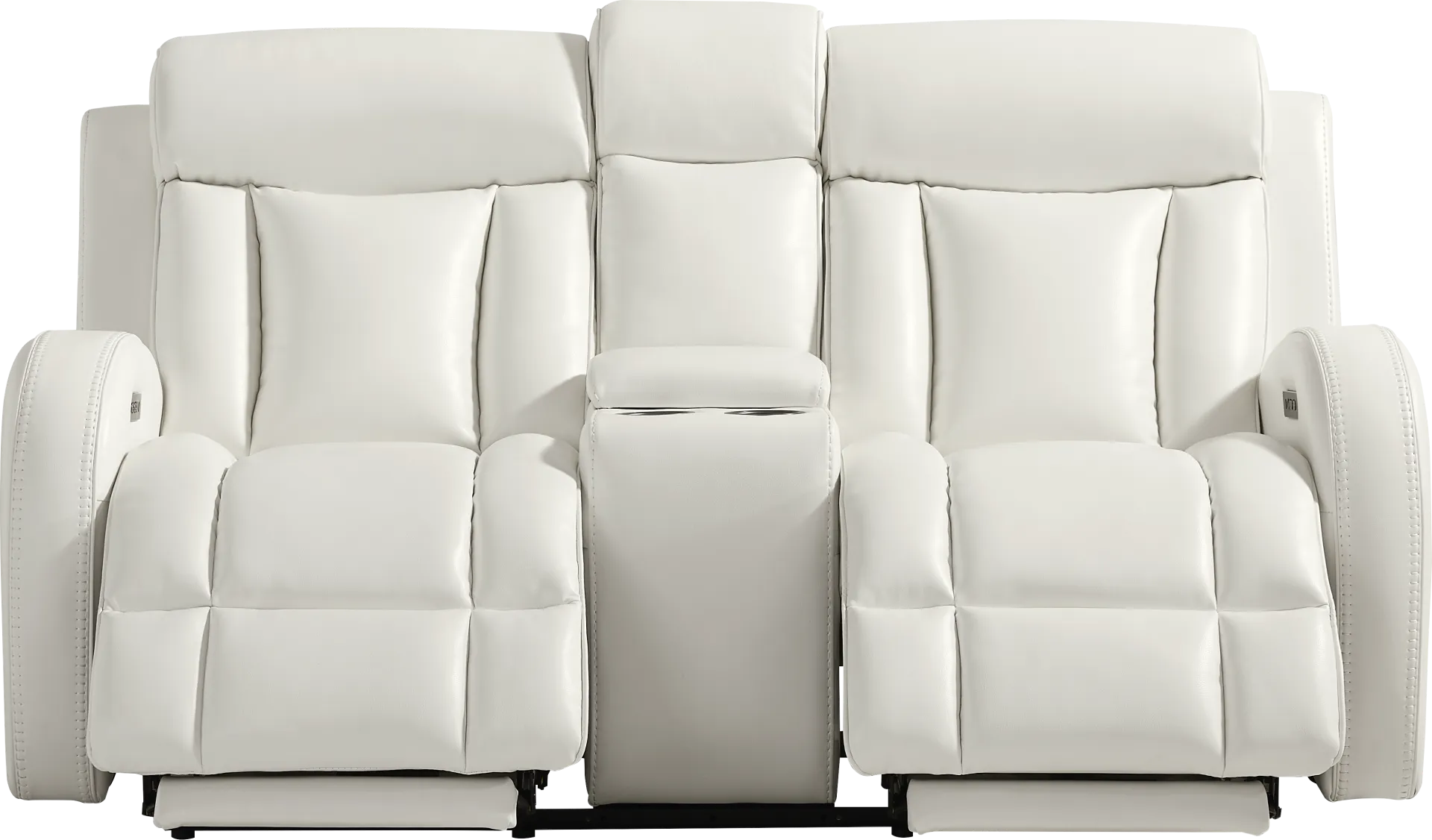 Copperfield White Dual Power Reclining Console Loveseat - Image 1